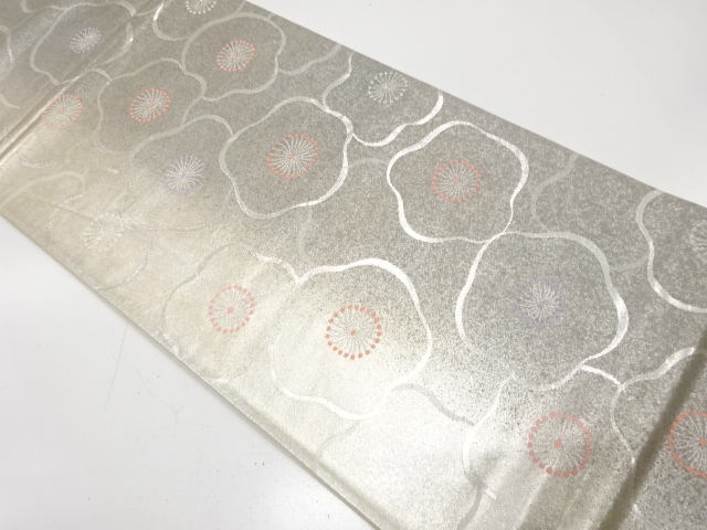 アンティーク　引箔　梅模様織り出し袋帯（材料）